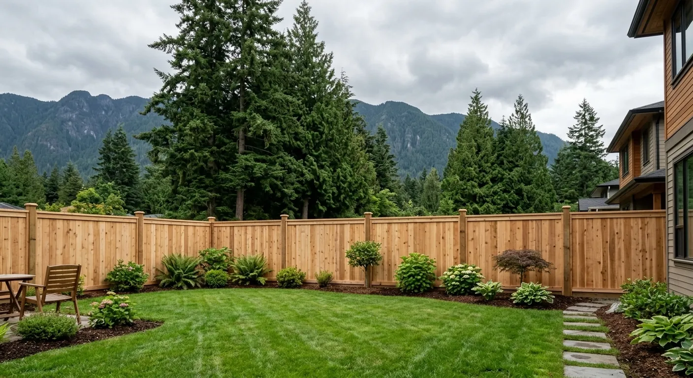 Cedar privacy fence installed in Fraser Valley BC